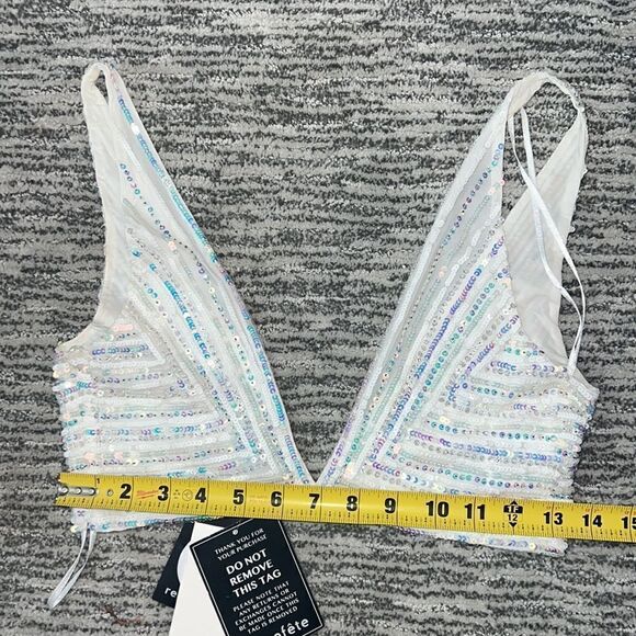 NWT Retrofete Magda Sequins Top Small White Revolve - Picture 6 of 12